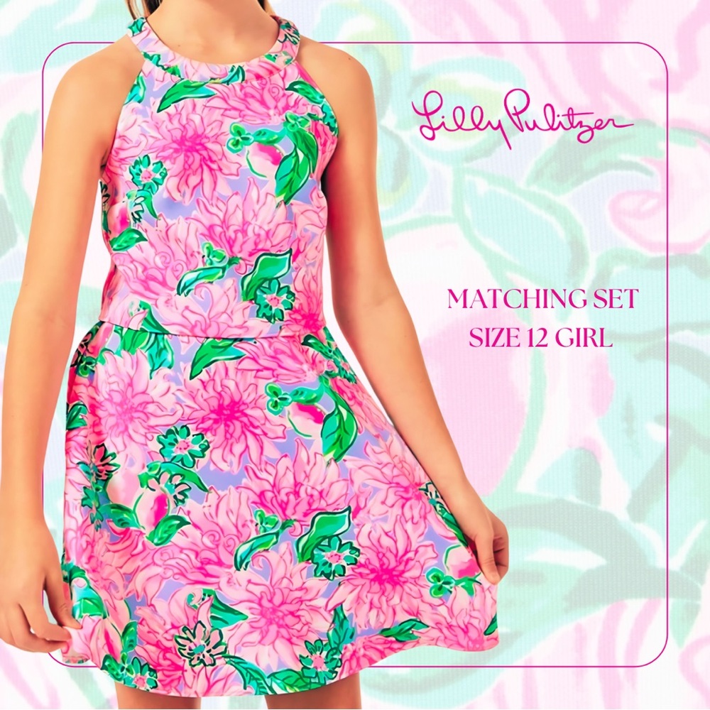 Pink floral two-piece set from Lilly Pulitzer size 12 girls